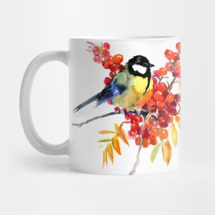 Great Tit Bird and Berries Mug